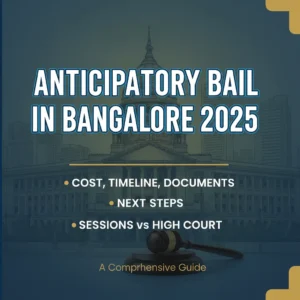 Need anticipatory bail in Bangalore? Transparent costs ₹30k–₹1.5L, 24/7 urgent filing, Sessions & High Court support. Call SP Law Chambers for fast legal protection.