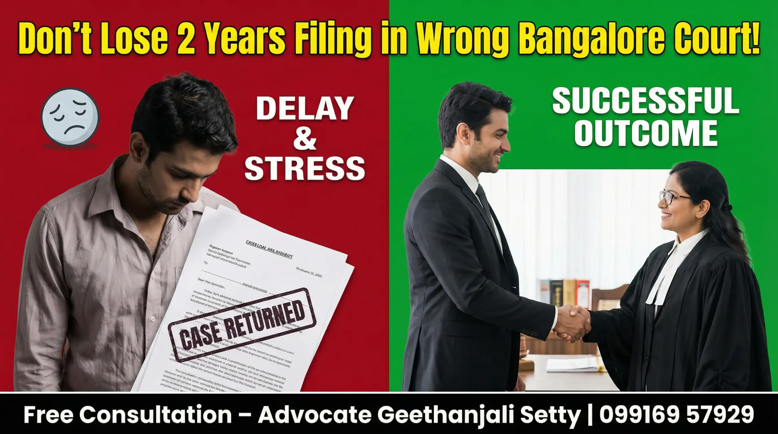 Avoid wrong court filing civil case Bangalore