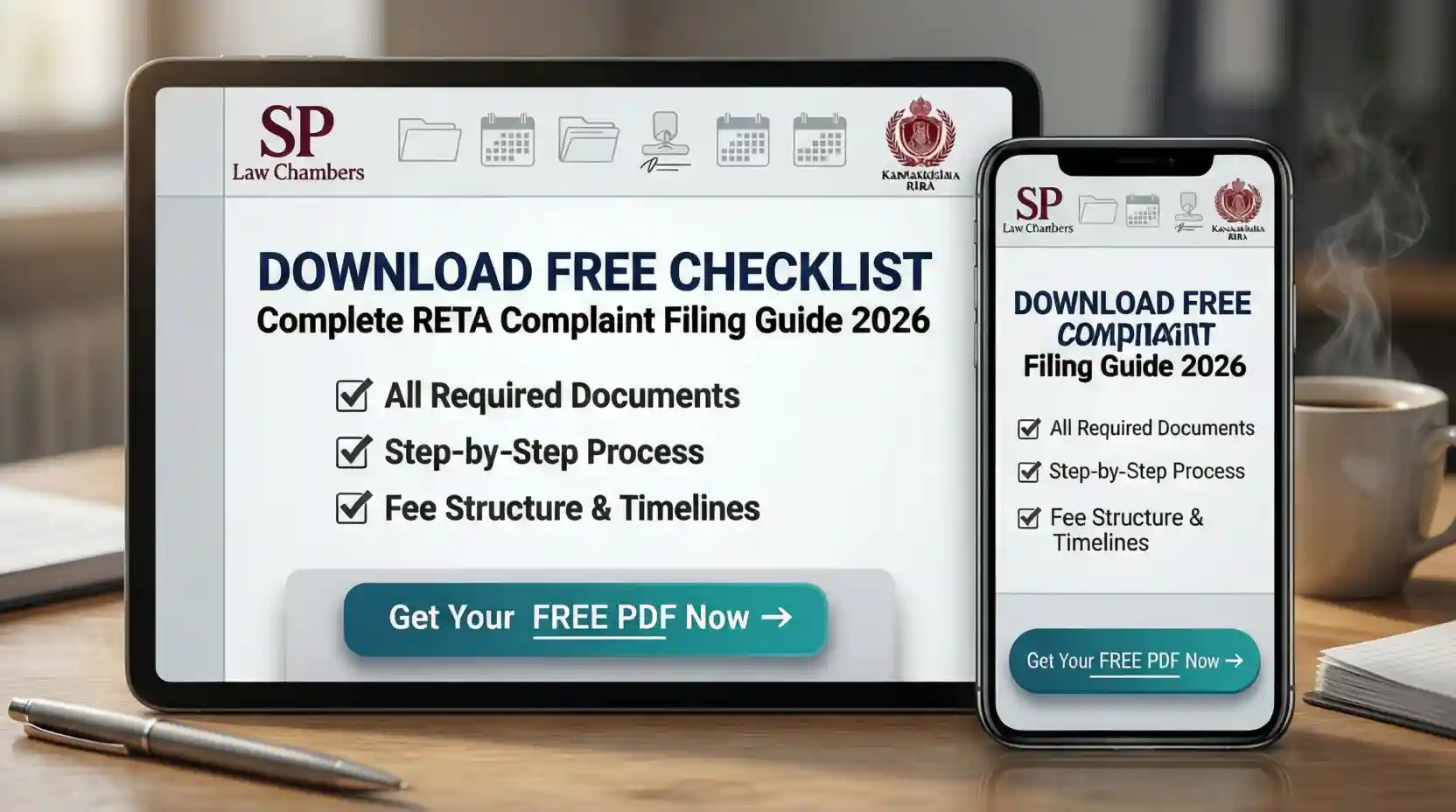 Free downloadable RERA complaint filing checklist 2026 for Bangalore homebuyers - complete document list and process guide by SP Law Chambers